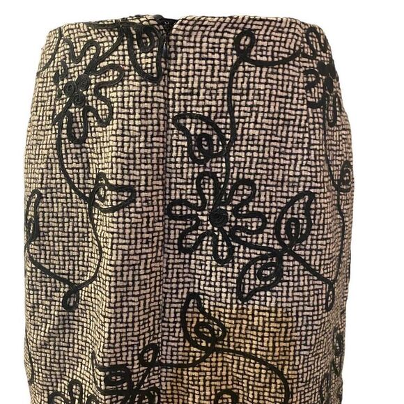 Talbots‎ Wool Tan and Black Floral Pencil Skirt Sz 14 - Picture 5 of 10